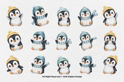 15 Bundle Watercolor Baby Penguin Cute Kids Cold Ice White Product Image 8