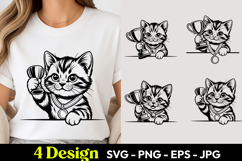 Tennis Kitten Cartoon SVG PNG Product Image 1