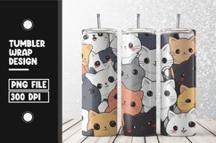 Cute cat pattern Tumbler Wrap | Sublimation | 20 oz Skinny Product Image 1