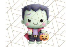 Kawaii Halloween Clipart Cute Kids and Candy Elements Png Product Image 4