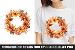 Autumn Fall Floral Frame Sublimation T-Shirt Design Product Image 1