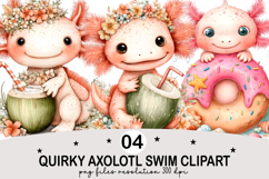 Quirky Axolotl Swim Clipart png Watercolor png Product Image 1