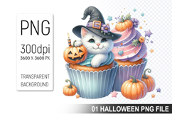 Cupcake With A Halloween Cat, Halloween Clipart PNG File Product Image 1