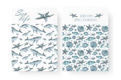 Sea life watercolor set. Nautical. Scandinavian. Product Image 8