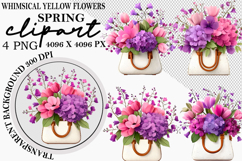 Whimsical Yellow Flowers Spring Clipart PNG Product Image 1