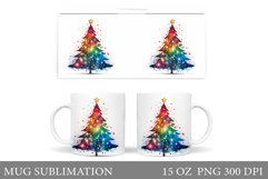 Rainbow Christmas Tree Mug. Christmas Tree Mug Sublimation Product Image 1