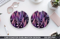 Flowers Car Coaster Sublimation| Flowers Coaster PNG Design Product Image 1