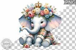 Floral Crown Elephant Sublimation - Clipart Bundle Product Image 9