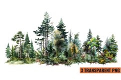 Watercolor Forest Tree Clipart , PNG Product Image 1