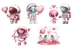 Valentine’s Day Astronauts Watercolor Clipart Product Image 8