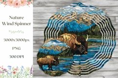 Stained Glass Nature Wind Spinner PNG, Bison Wind Spinner Product Image 1