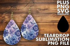 Unique Teardrop Earrings Art PNG, Watercolor Pattern Product Image 1