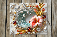 3D Flowers &amp; pearls | Skinny tumbler sublimation designs P2 Product Image 4