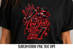 New Year 2027 Red Black Sublimation PNG, tshirt png Product Image 4