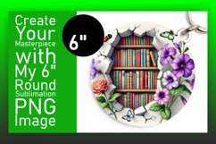 Whimsical Round Design Keychain PNG , Books Product Image 1