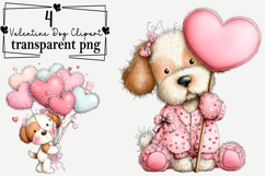 Valentine's Day Dog Clipart Watercolor PNG Product Image 1
