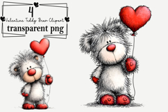 Valentine Teddy Bear Clipart Watercolor PNG Product Image 1