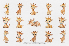 15 Bundle Watercolor Cute Giraffe Animal Wildlife Sticker Product Image 8