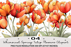 Whimsical Spring Tulip Flowers Clipart Spring PNG Product Image 1
