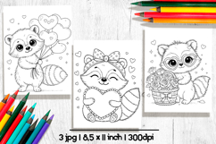 Raccoon coloring page, Valentine Cute Animal Coloring Pages Product Image 1