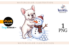 Christmas Bulldog Puppy Watercolor Illustration Product Image 1