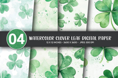 Watercolor Clover Leaf Digital Paper Product Image 1