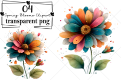Spring Blooms Clipart Watercolor PNG Product Image 1
