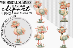 Whimsical Summer Flamingo Clipart Png Product Image 1