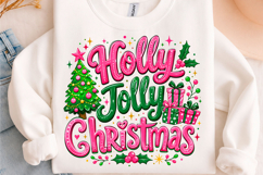 Pink Holly Jolly Christmas PNG Product Image 1