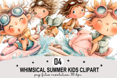 Whimsical Summer Kids Clipart Watercolor Png Product Image 1