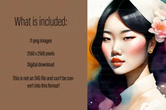 11 PNG Asian woman illustration. Digital download. Product Image 8