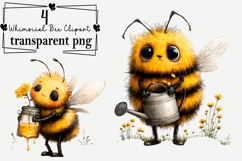 Whimsical Bee PNG Clipart Watercolor PNG Product Image 1