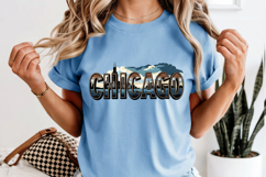 Chicago Skyline PNG, Vintage Windy City Lake Sublimation Product Image 8