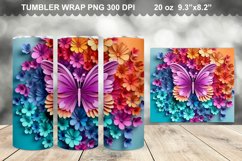 Colorful 3D Rainbow Butterfly Tumbler Design Product Image 1