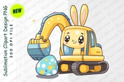 Cute Easter Excavator Cartoon Illustration With Clipart Product Image 1