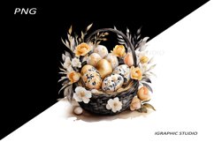 Easter Clipart, Easter Egg Basket Clipart, Easter Bunny Png Product Image 1