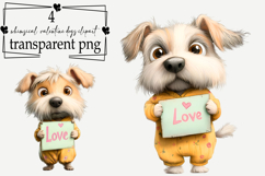 Whimsical Valentine Funny Dogs Clipart Watercolor PNG Product Image 1