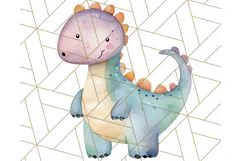 Watercolor Dinosaur and Rainbow PNG Clipart, Baby Nursery Product Image 4