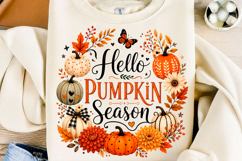 Hello Pumpkin Season Autumn Floral PNG Product Image 1