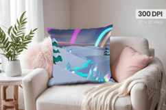Winter Christmas Wonderland PNG Pillow, Winter Pillow Design Product Image 1