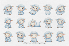 15 Bundle Watercolor Blue Cute Sheep Cute Baby Lamb Kids Product Image 8
