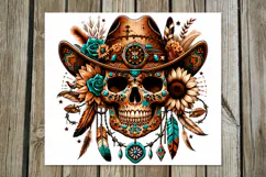 Western skull | straight skinny tumbler sublimation design 2 Product Image 4