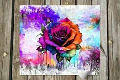 Rainbow rose | 9 Skinny tumbler flowers Sublimation designs Product Image 8