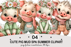 Cute Pig Mud Spa Summer Clipart png Watercolor png Product Image 1