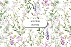 Wildflowers Digital Paper , Flowers Scrapbook, Meadow paper Product Image 1