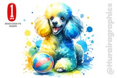 Cute Poodle Play with Ball - JPG File Product Image 1