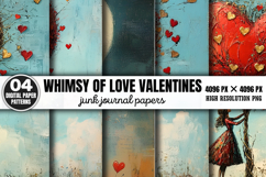 Whimsy of Love Valentines Collage Patterns PNG Product Image 1