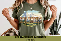 Dolomites PNG, Vintage Italy Mountain Alps Sublimation Product Image 1