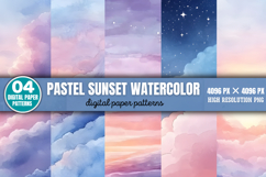 Pastel Sunset Watercolor Background Bundle PNG Product Image 9