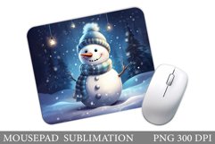 3D Snowman Mouse Pad. Christmas Mouse Pad Sublimation Product Image 1